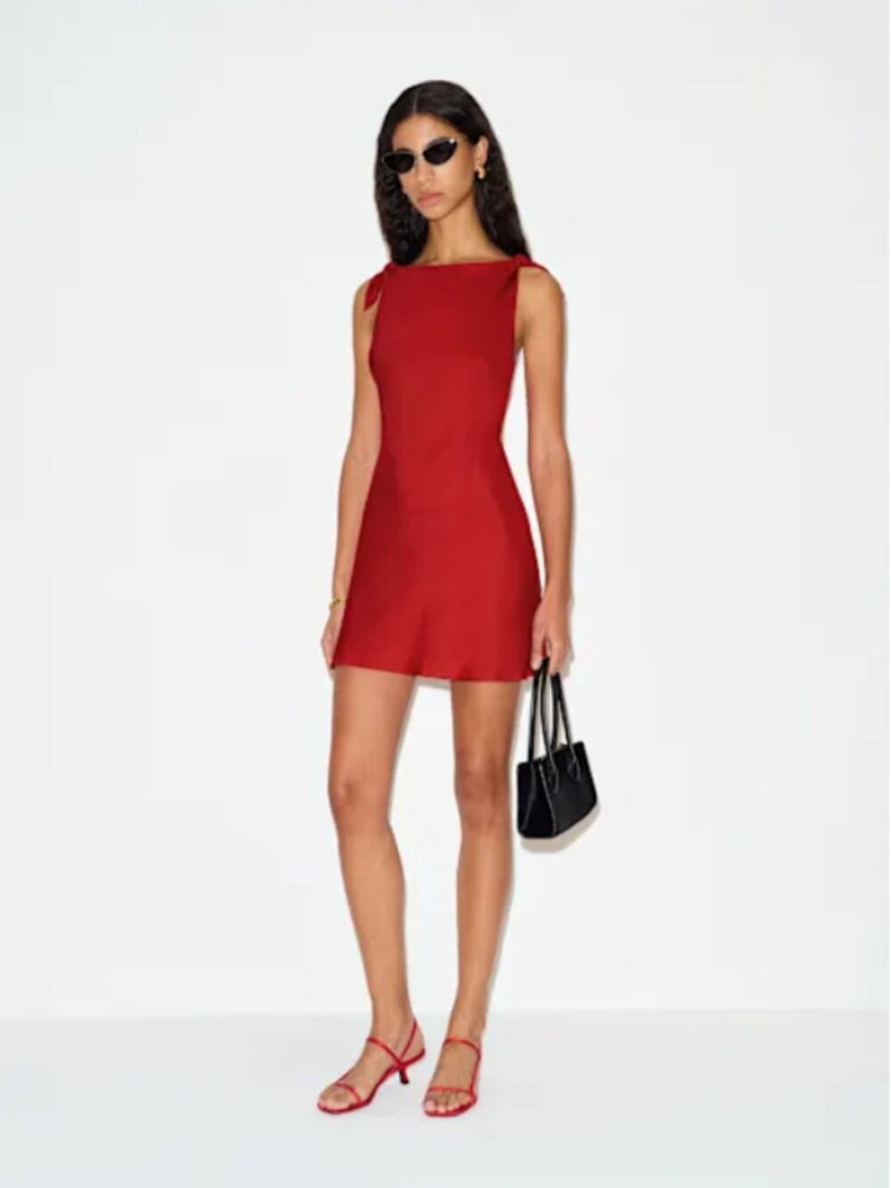 Reformation Louisa Silk Twill Red Mini Dress
